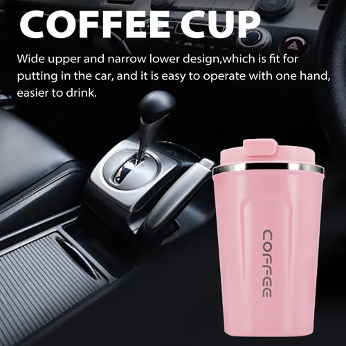 Vaso Térmico Y Portátil A Prueba De Fugas Para Automóvil Color Rosa