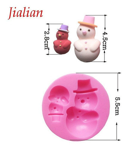 *molde Silicon 2 Muñecos De Nieve Navidad Fondant Pasta Jabo