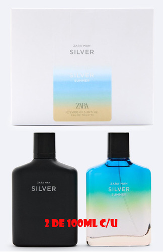 Zara Man Silver + Man Silver Summer 2x 100ml C/u