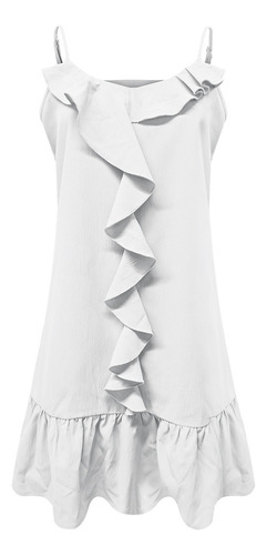 Mujer Casual, Verano, Color Sólido, Cuello En V, Volantes,
