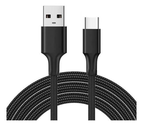Cable Usb-a A Micro Usb Carga Rapida 6a Mallado De 3 Metros Color Negro
