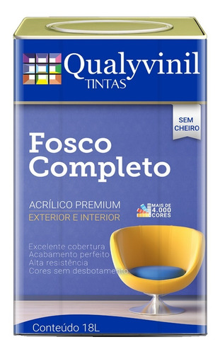 Latex Acrílico Blanco Fosco Completo Mate 18 Lt Qualyvinil