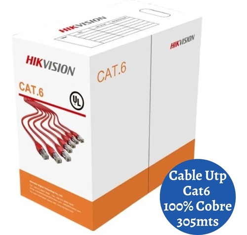 Cable Utp 100% Cobre Cat6 De 305mts Marca Hikvision Cctv