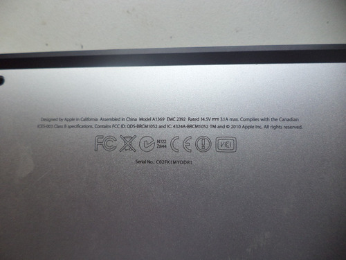 Carcaça Macbook Air A1369 (emc2392) Com Tela Ok - Vide Nota (Usado)