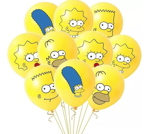 10 Globos De Latex Familia Amarilla Springfield Cumpleaños 