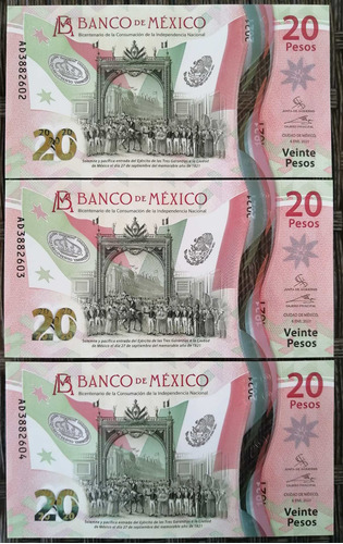 Billetes Conmemorativos De 20 Pesos En Perfecto Estado. 