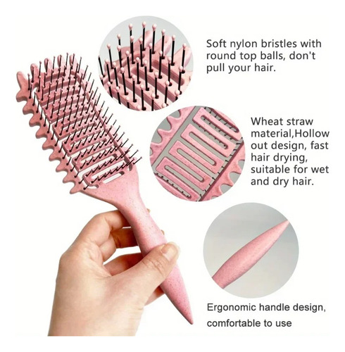 Curl Define Styling Brush Hollow Out Detangling Hair Brush