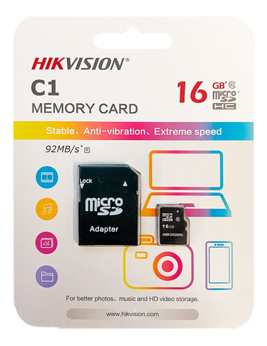 Memoria Microsd Hikvision 16gb Clase 10 + Adaptador Sd Loi