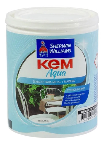 Esmalte Al Agua Kem Aqua Blanco Brillante 1 Lts Sherwin