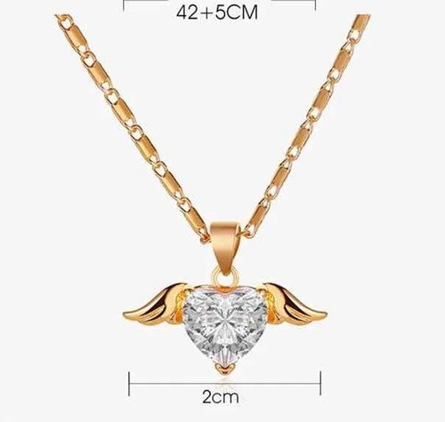 Collar Corazón Con Alas Acero Inoxidable Joya Colgante