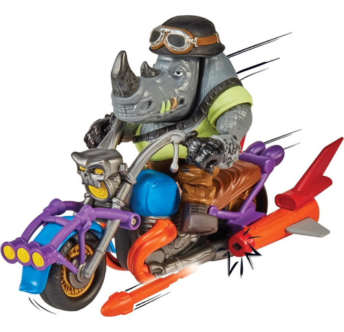 Tmnt Movie Rocksteady Vehículo Con Figura Moto Chopper