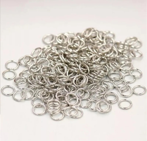 Imagen 1 de 2 de Aros Conectores De Metal Plateado 5 Mm De Diámetro - 100 Gr