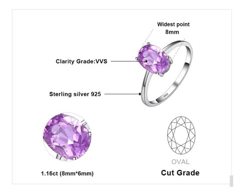 Anillo Para Mujer Amatista Natural Fabricado En Plata 925