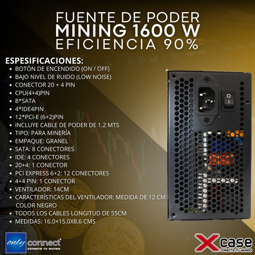 Fuente De Poder Xcase Para Minería 1600 Watts
