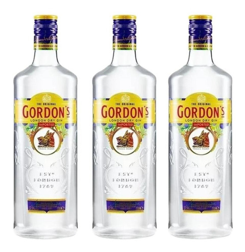 Gin Gordons 700 Ml Pack 3 Unidades Dry Antiguo Ginebra