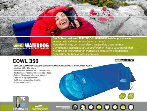 Imagen 3 de 10 de Bolsa De Dormir Waterdog Vivac 190 X 40 X 85 Cm - 10* Grados