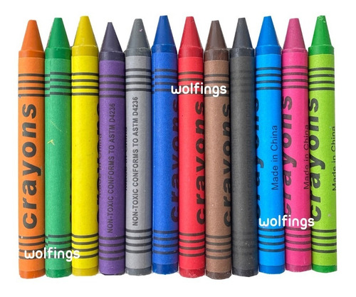 12 Crayones De Colores Crayon De Cera Utiles Escolares