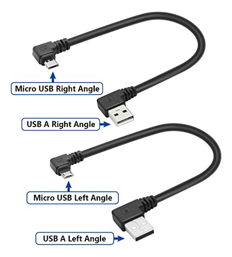 Cable Micro Usb Corto, 25 Cm, 90 Grados, Ángulo Recto, Usb 2