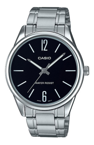 Relógio Casio Masculino Collection Prateado Correia Prata Bisel Prata Fundo Preto