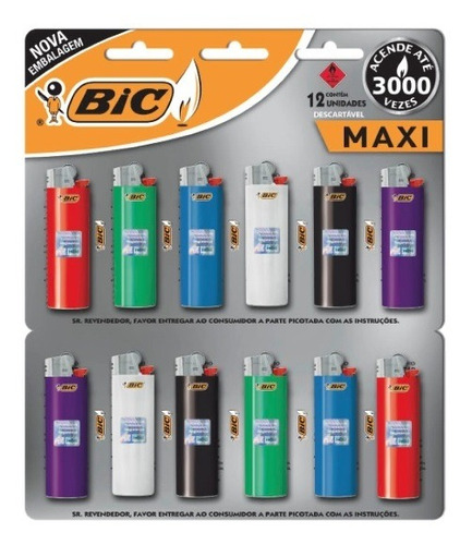 Mechero grande Bic Maxi, tarjeta con 12