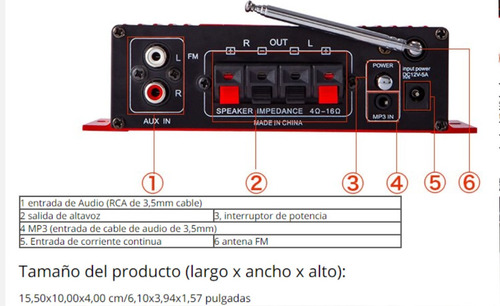 Amplificador 12 Volts Mp3 Bluetooth Radio Fm Usb