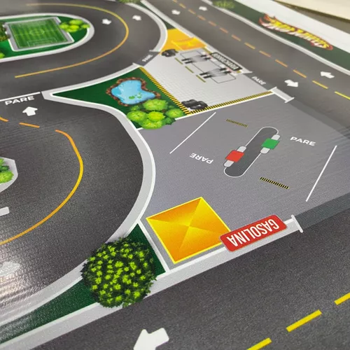 Pista De Carrinho Hotwheels Cidade p/ Chão Em Lona Gigante em