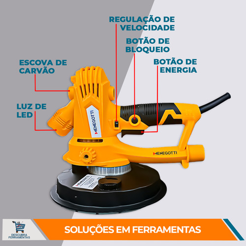 Lixadeira De Parede Menegotti 800w Aspirador Embutido Prof.