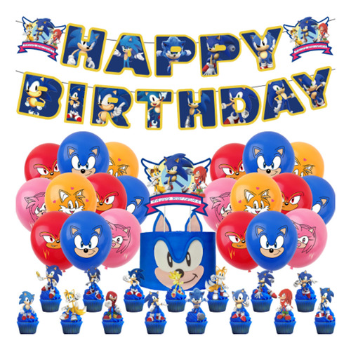 Kit De Decoración Para Fiesta De Sonic (con Globos)