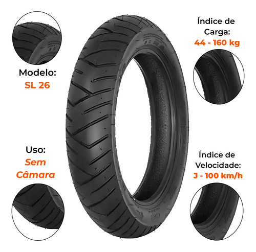 Par Pneu Elite125 90-90-12 Sl26 + 100-90-10 S1 Sem Câmara