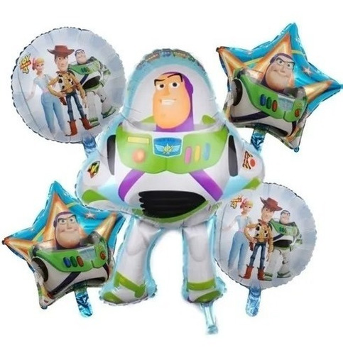 Kit 5 Pzs Globos Metalico Personaje Buzz Ligthyear 73cm