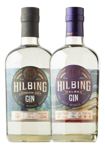 Gin Hilbing London + Malbec Handcrafted Ginebra Botanic X2