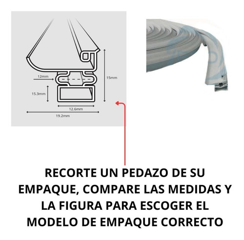 Imagen 3 de 10 de Empaque Puerta Refrig. Ceja Corta Con Iman 9.3 Venta X Metro
