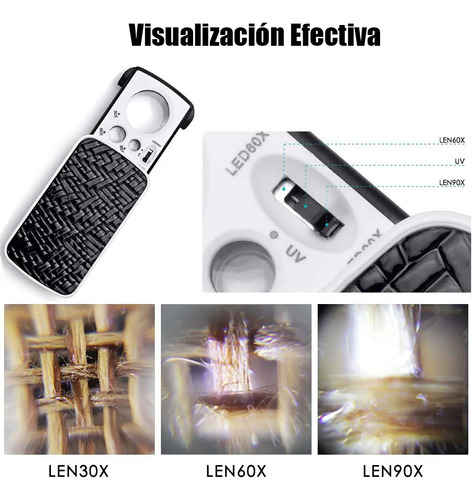 Lupa De Lectura Gran Aumento Mano De Luz Blanca Uv Led 2pzs
