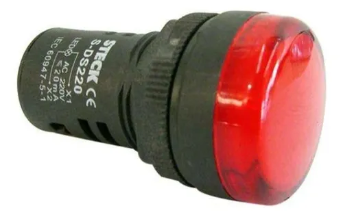 Baliza roja de 24 V, redonda, 22 mm, LED