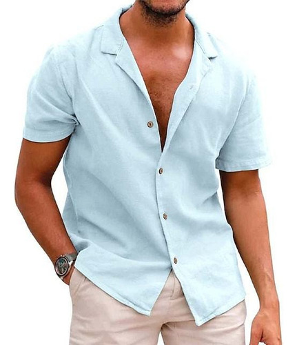 Camisa Lisa Para Hombre, A La Moda, Casual, Con Solapa Para