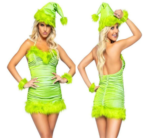 U 3pcs Disfraz Cosplay Vestido De Fiesta De Navidad Para