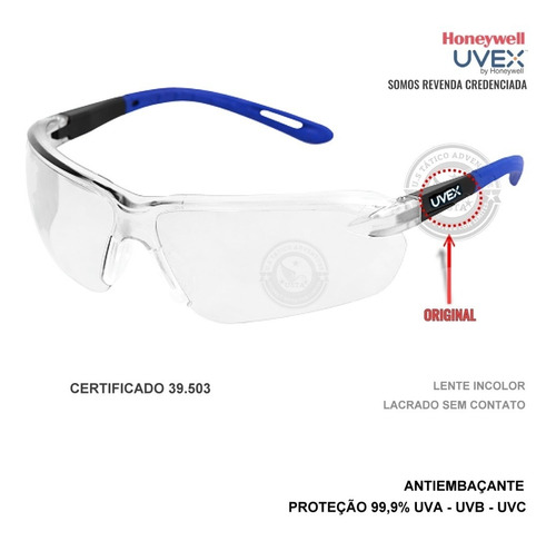 Óculos Uvex De Proteção Epi Segurança Militar Antiembaçante
