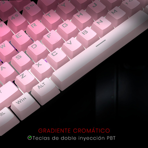 Teclas Gamer Redragon A133 Degradado Rosa Blanco Ingles Idioma Inglés US