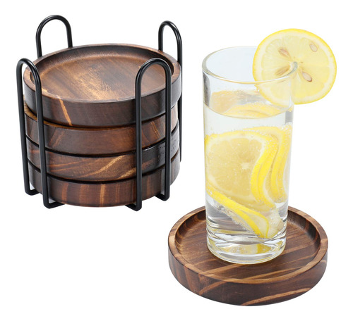 Juego De 5 Portavasos De Madera Para Bebidas 11cm