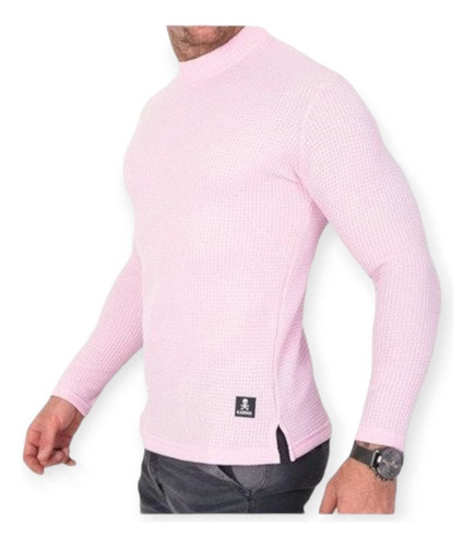 Sweater De Hombre Cuello Alto  Waffle Suave Super Abrigados