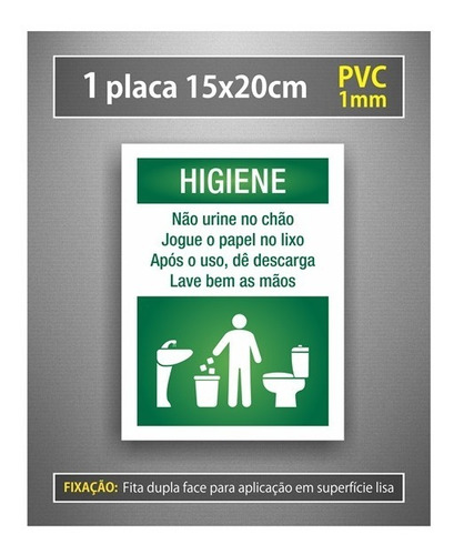 Placa Higiene Mantenha Banheiro Limpo - Masculino 15x20cm