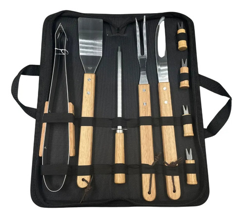Kit Churrasco Premium Aço Inox 10pç Com Estojo