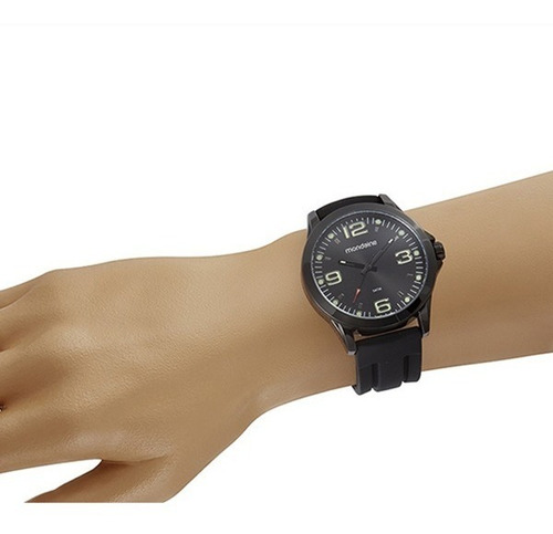 Relógio Pulso Mondaine Masculino Pulseira Silicone Preto