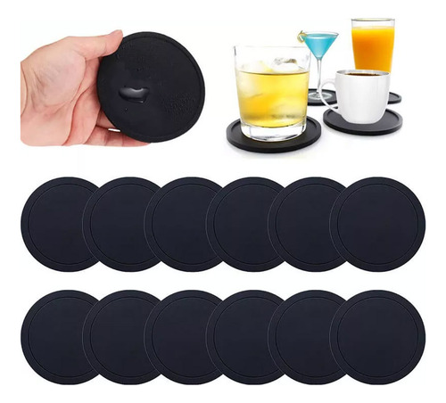 12 Portavasos Para Mesa Antideslizantes Plástico Resistente