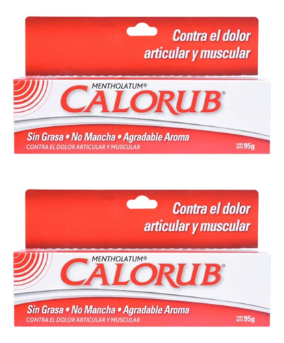  Calorub Xxl Dolores Musculares Unguento 95 Gr Pack X 2 Tubos