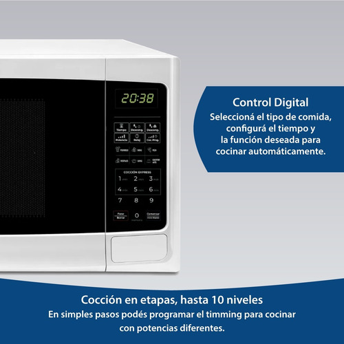 Imagen 4 de 7 de Microondas Bgh Quick Chef 20 Lts Digital Blanco Full!