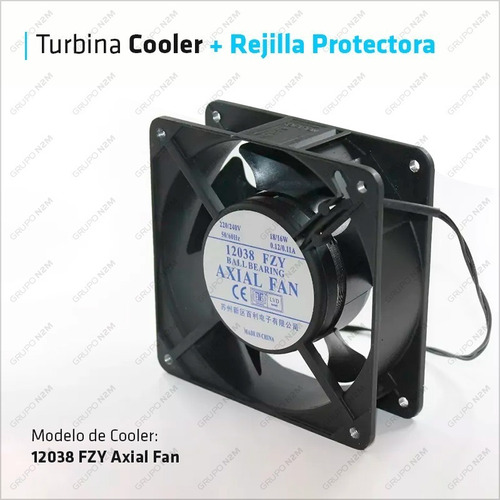 Imagen 2 de 10 de Kit Turbina Metalica 220v 4in Con Buje + Rejilla Cooler