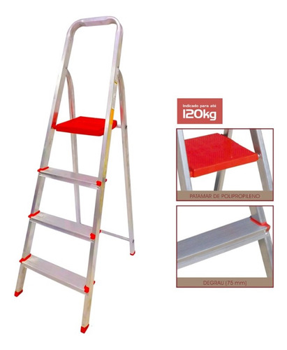 Escalera de aluminio vertical Botafogo Lar & Lazer ESC0063 metalico