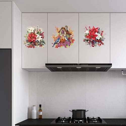 3pcs Pájaros Y Flores Aseo Pared Asiento Pegatinas...