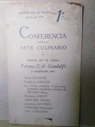 Doña Petrona Folleto De Conferencia Del Año 1939